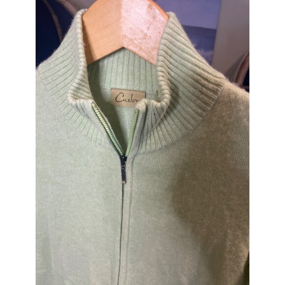 Caslon Light Green Mock Neck 1/4 Zip Long Sleeve Cashmere Sweater Sz XS - Picture 4 of 9